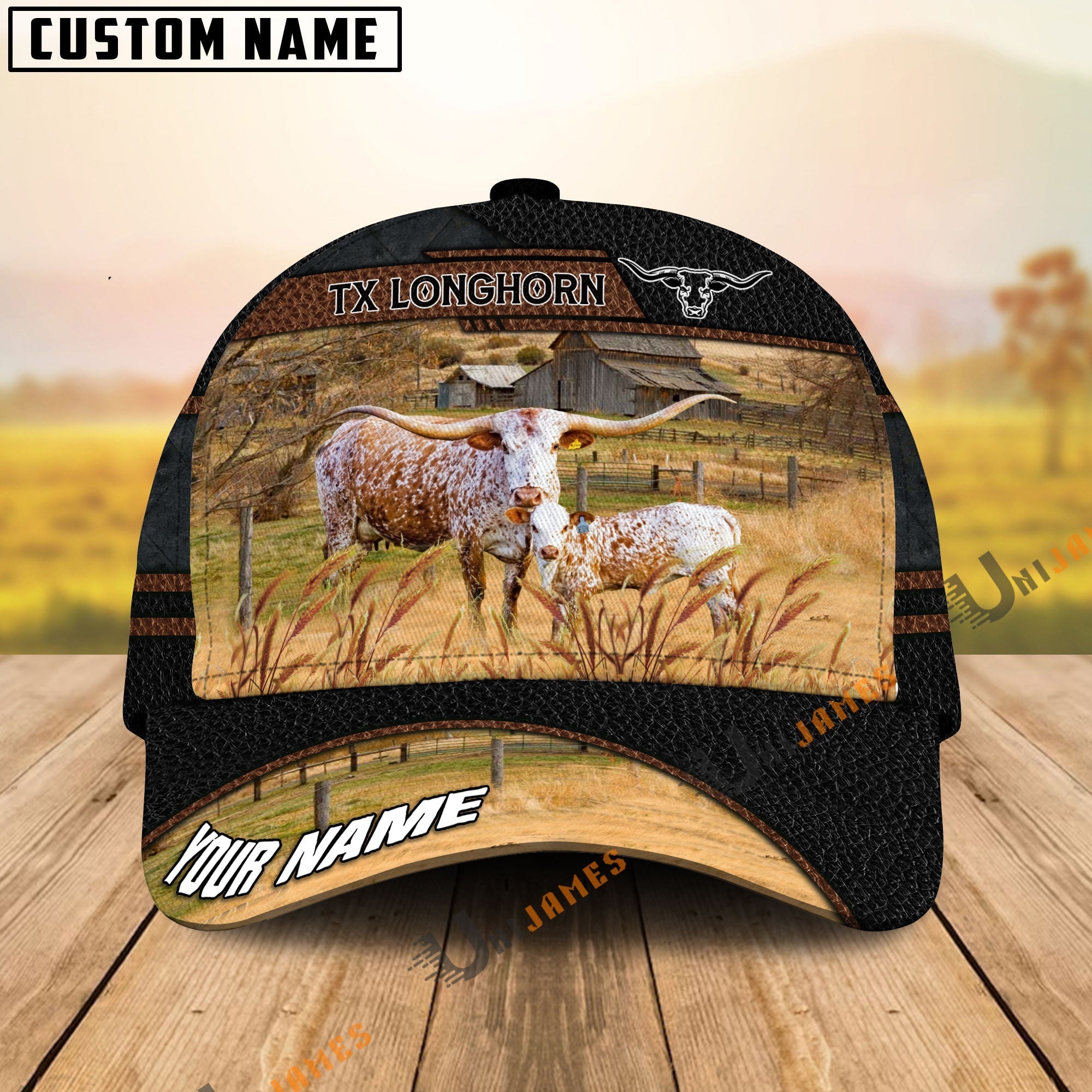 Texas Longhorn Family Customized Name Cap