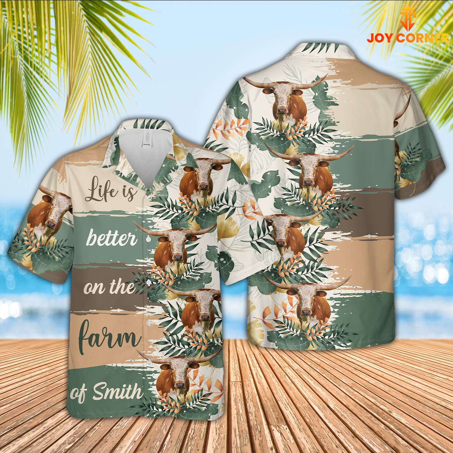 Custom Name Texas Longhorn Life Is Better On The Farm Hawaiian Shirt