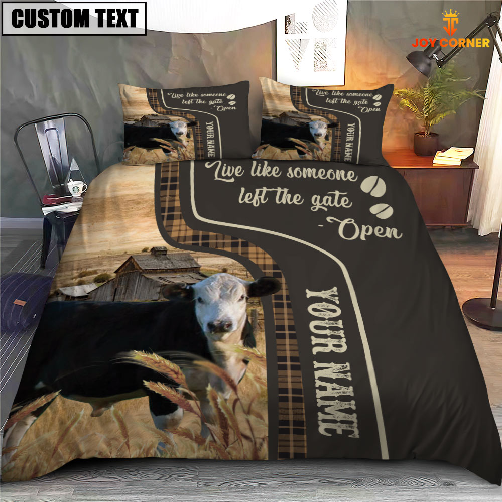 Black Hereford Like Someone Left The Gate Open Customized Name 3D Bedding Set