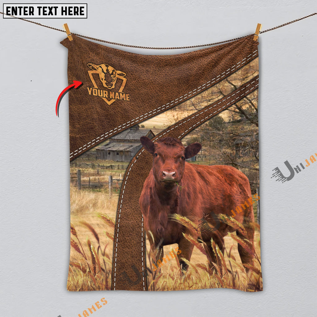 Personalized Name Red Angus Brown Blanket