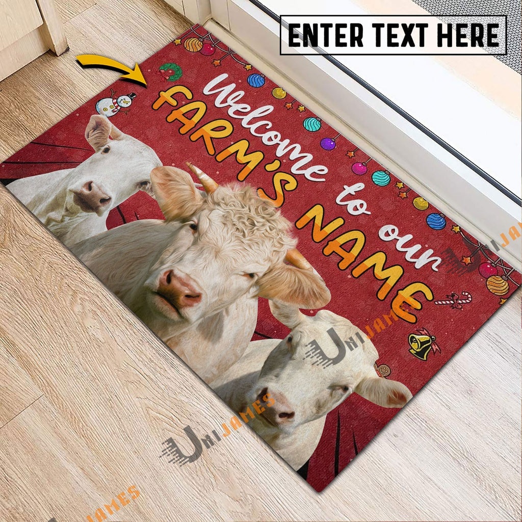 Charolais Christmas Custom Name Doormat