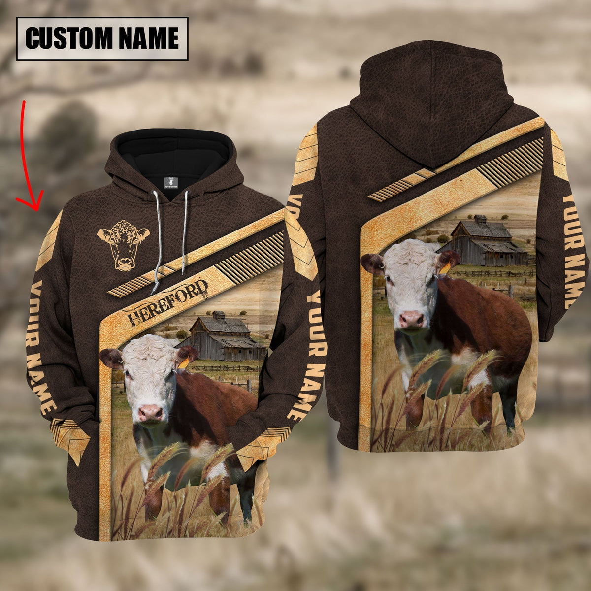 Hereford On The Meadow Custom Name Hoodie