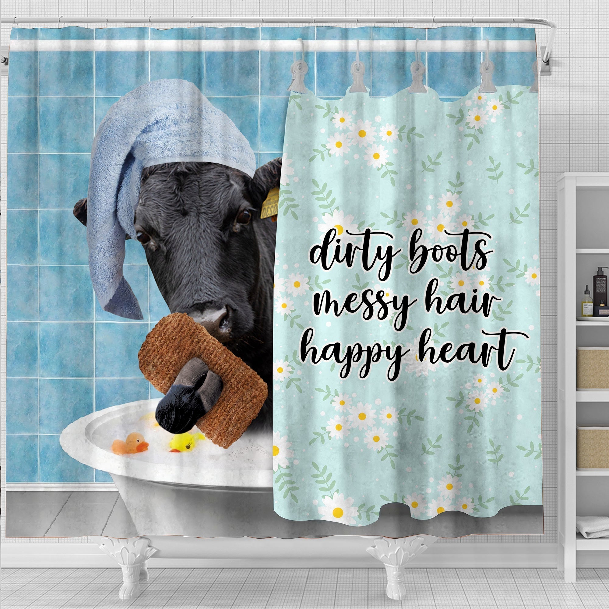 Dexter Dirty Boots, Messy Hair, Happy Heart  3D Shower Curtain