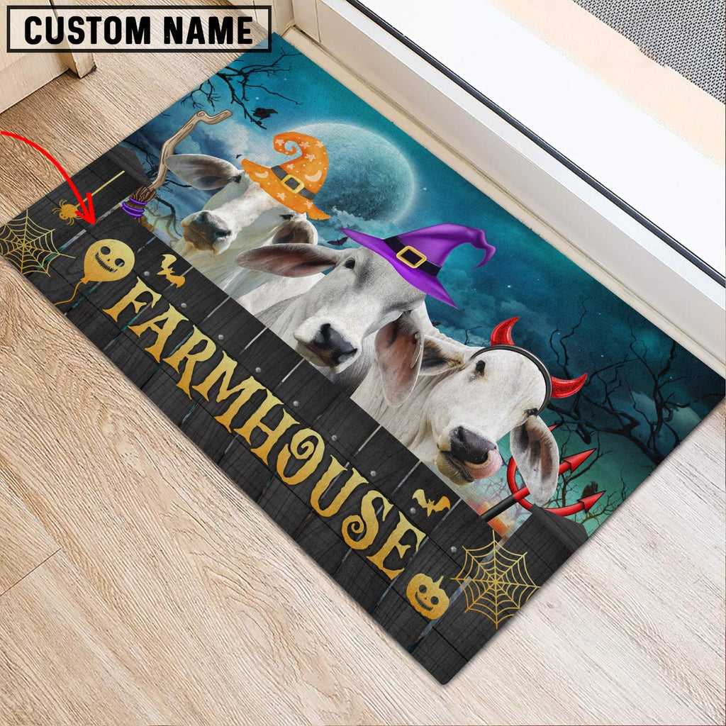 Brahman Farmhouse Halloween Custom Name Doormat