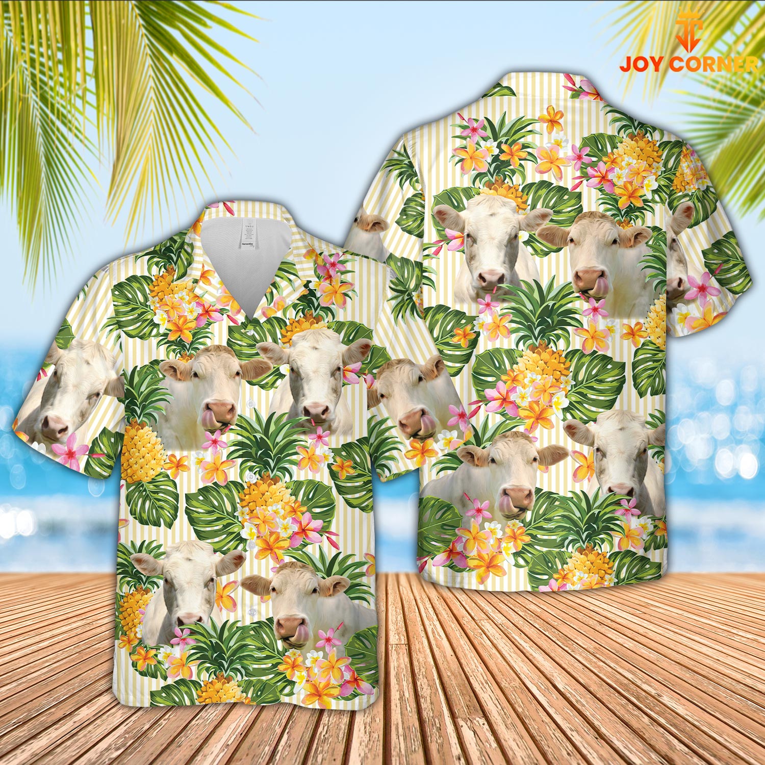 Charolais Pineapple Pattern Hawaiian Shirt