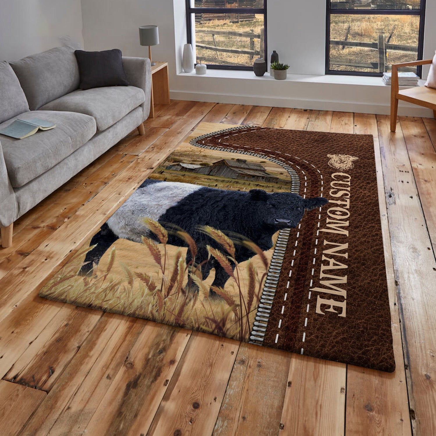 Belted Galloway Farming Personalized Name 3D Rug