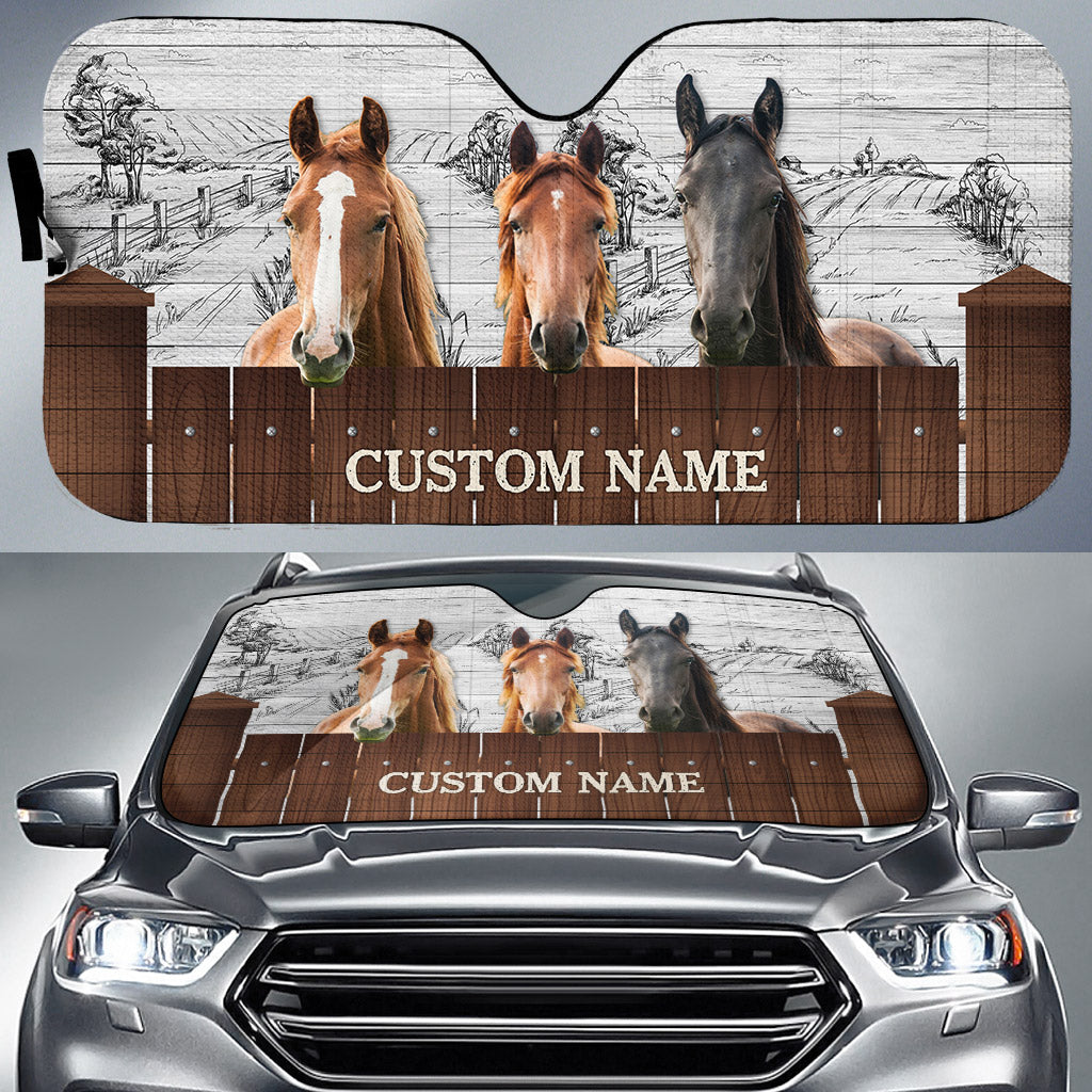Horse Farming Custom Name 3D Sun Shade