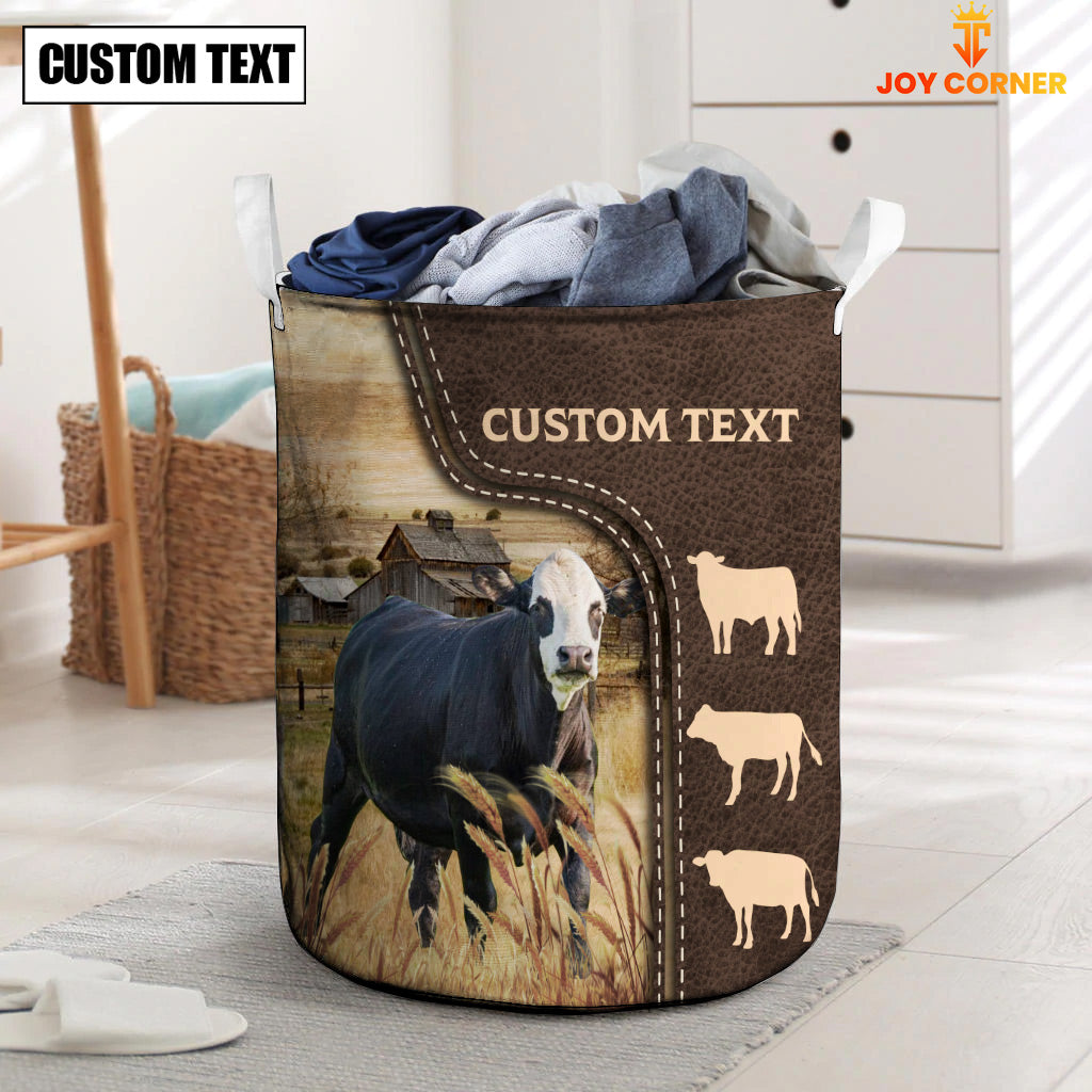 Black Baldy Custom Name Leather Pattern Laundry Basket