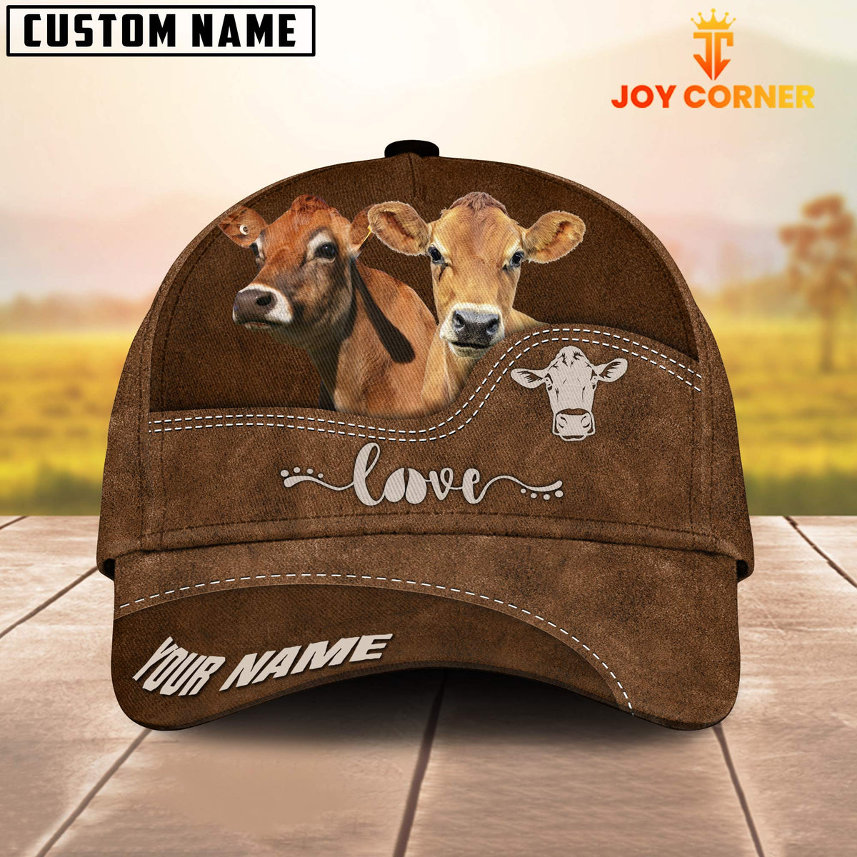 Jersey Love Leather Pattern Customized Name Cap