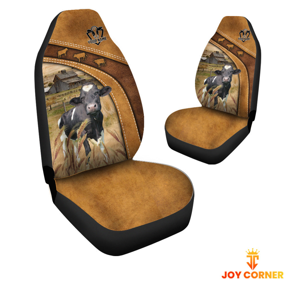 Holstein Pattern Customized Name 3D Car Seat Cover Set (2PCS)