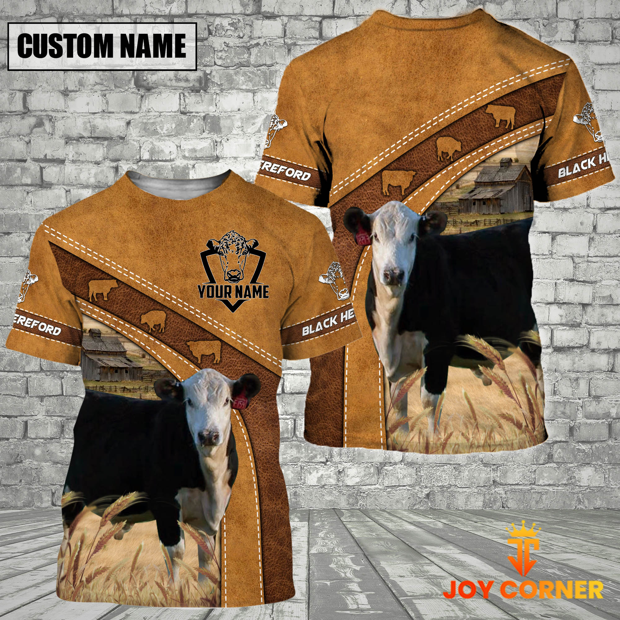 Black Hereford 3D Customized Name - Farm Name Hoodie