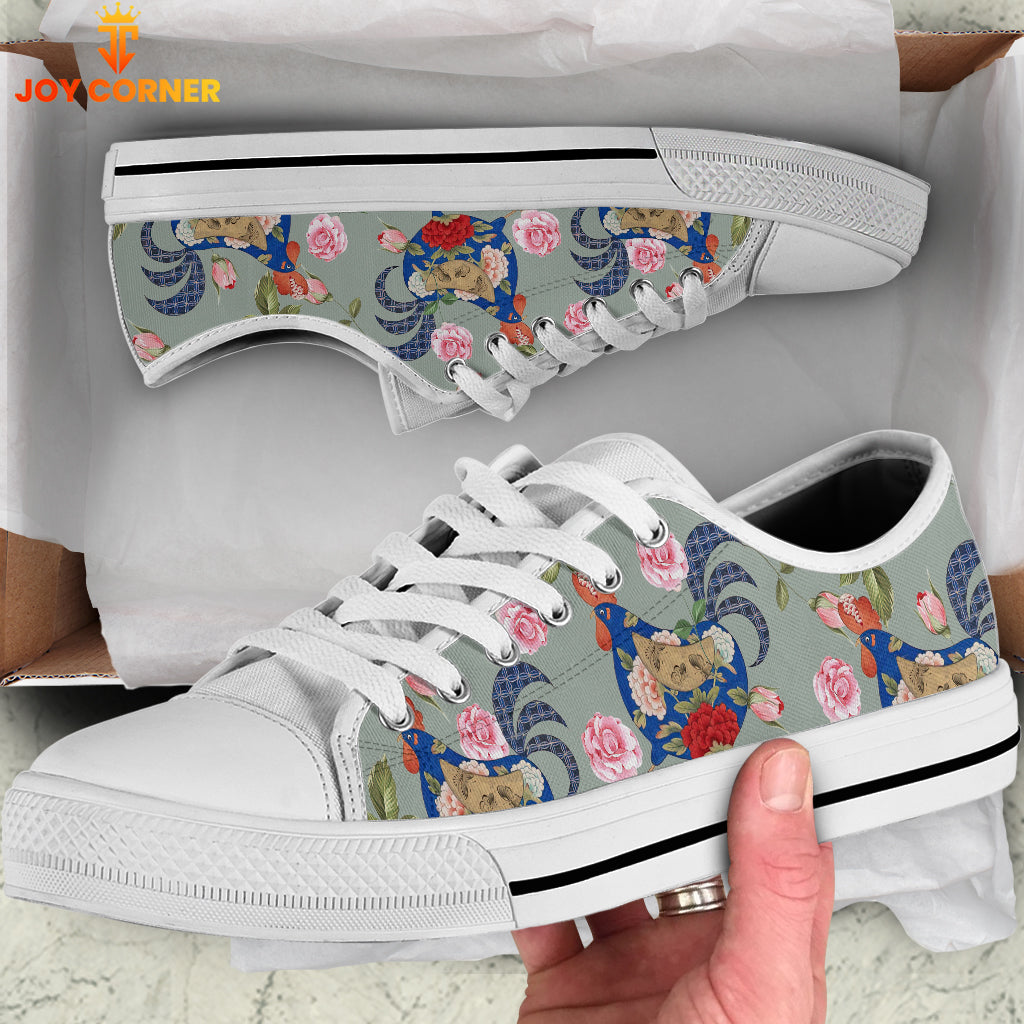 Chicken Flower Pattern Low Top Shoes