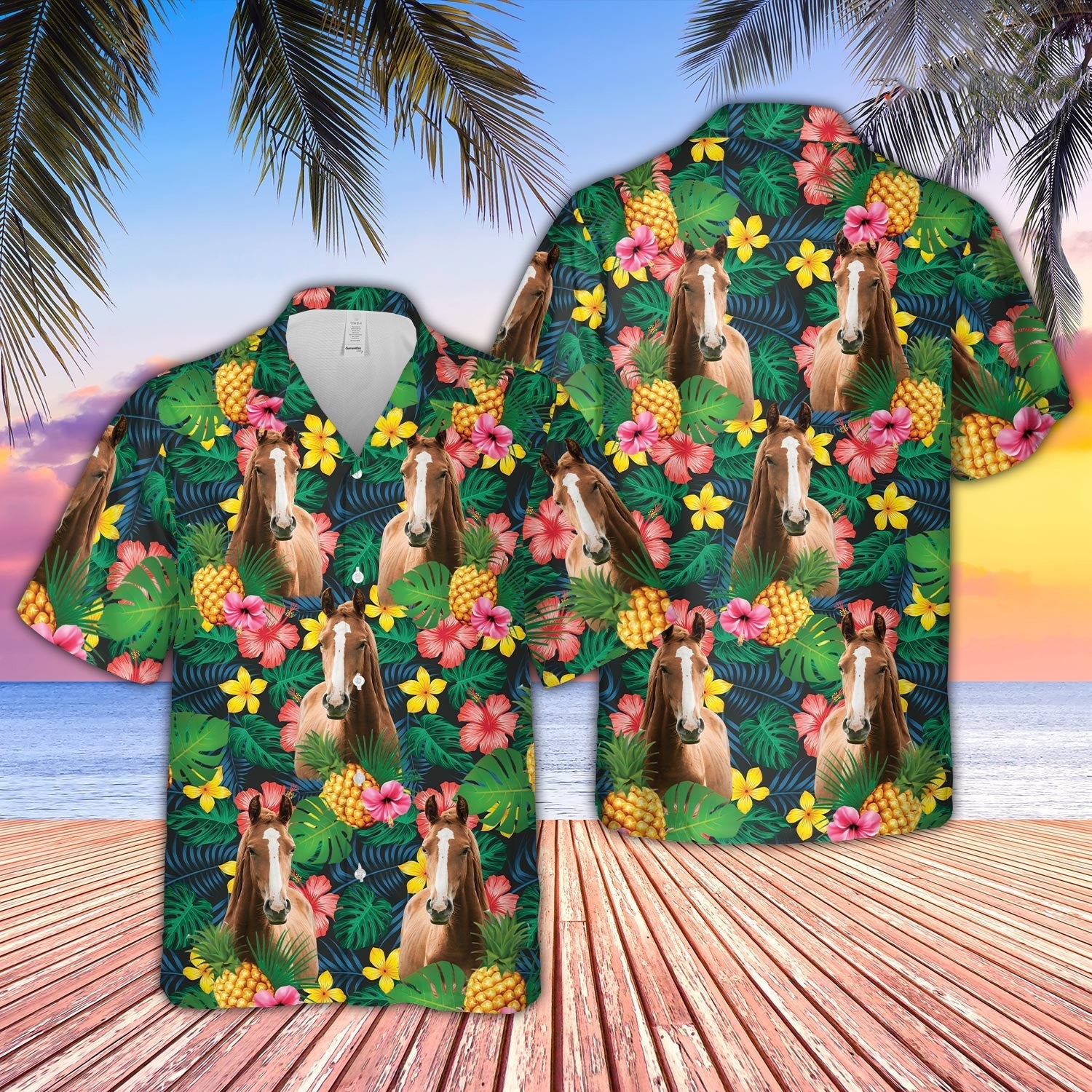 Brown Horse Summer Pattern 3D Hawaiian Shirt