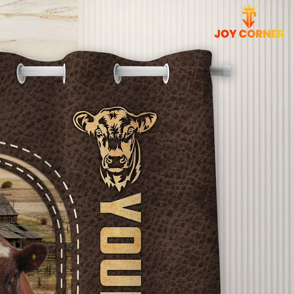 Shorthorn Leather Pattern Custom Name Shower Curtain