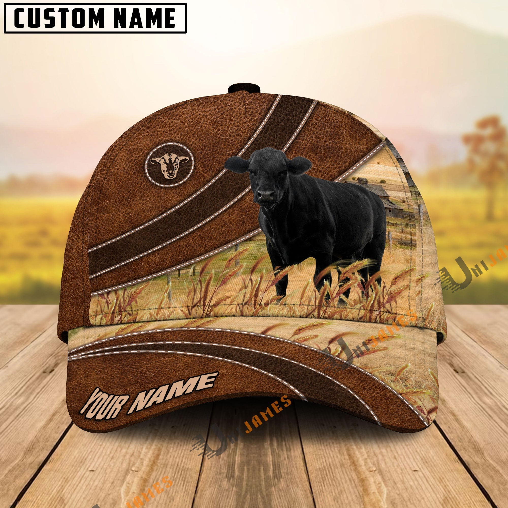 Black Angus Cool Farming Customized Name Cap