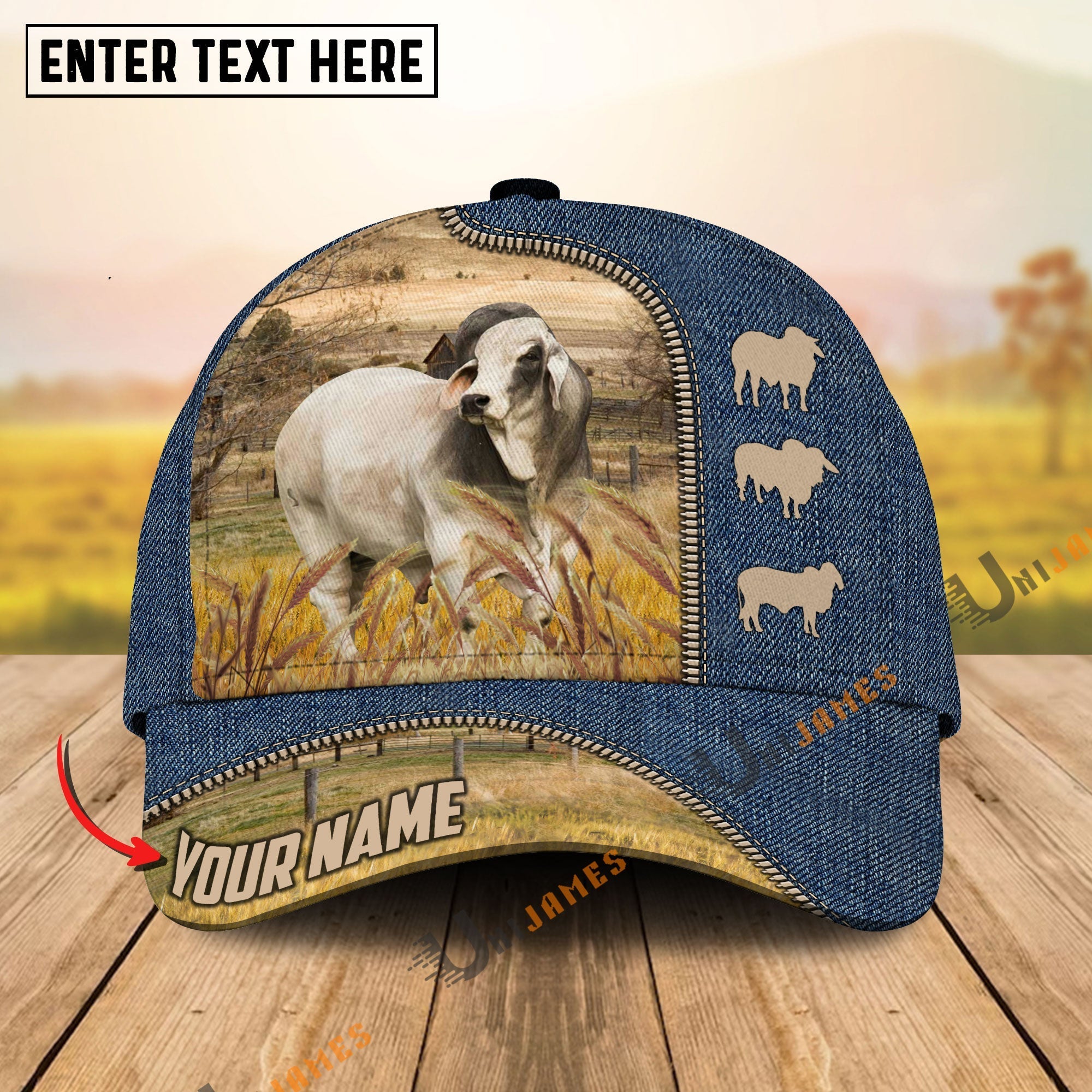 Brahman Farm Jeans Pattern Customized Name Cap