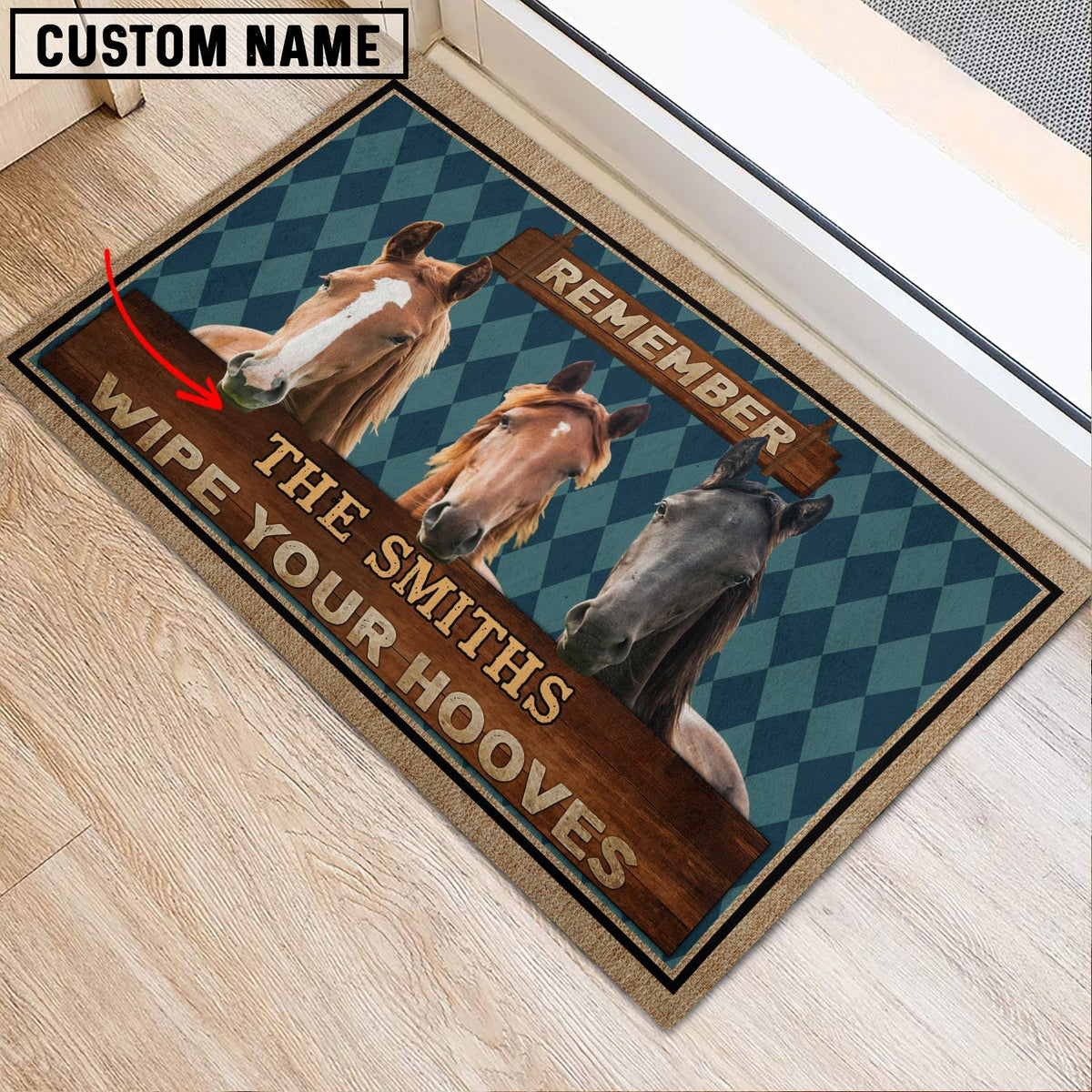 Horse Wipe Your Hooves Custom Name Doormat