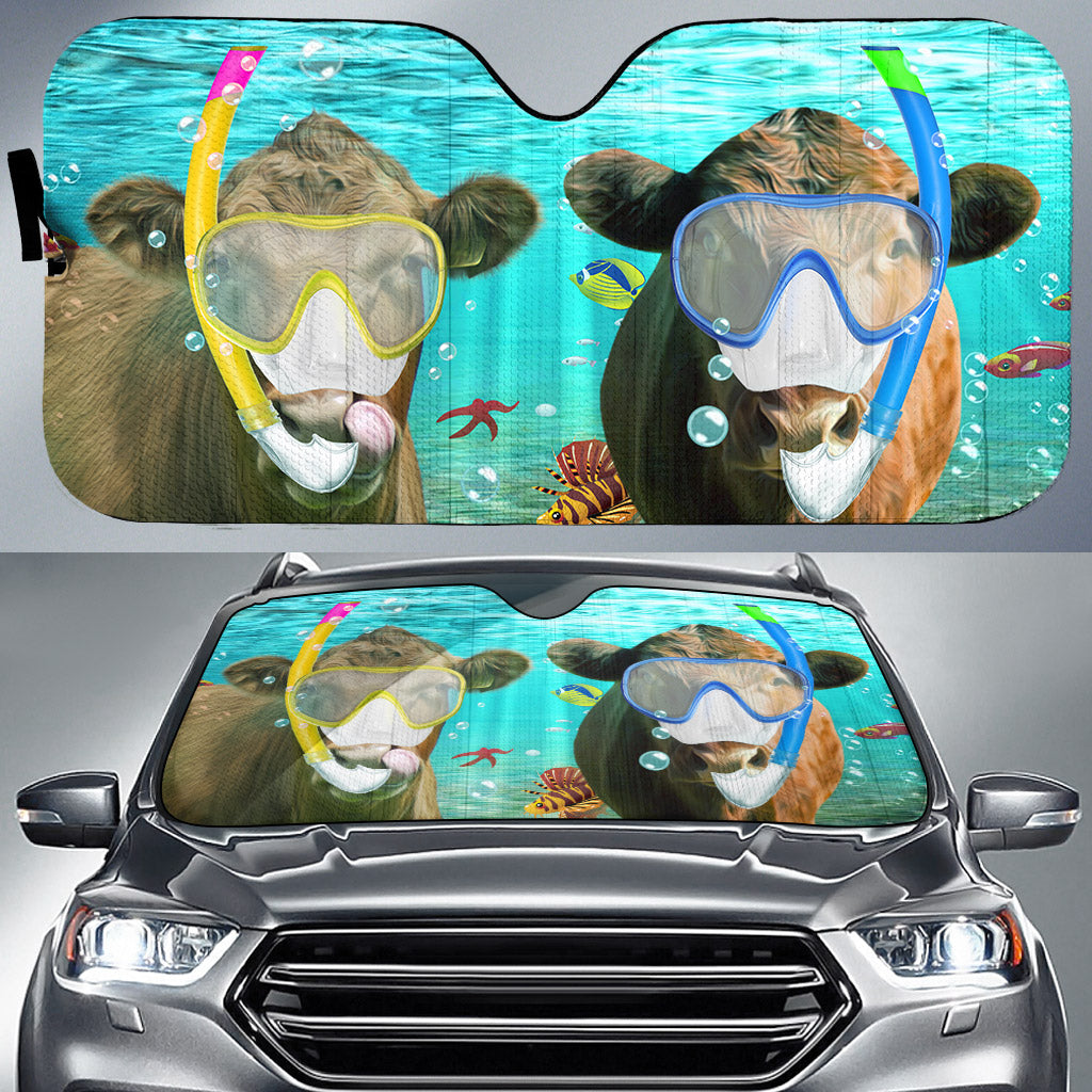 Red Angus Diving All Over Printed 3D Sun Shade