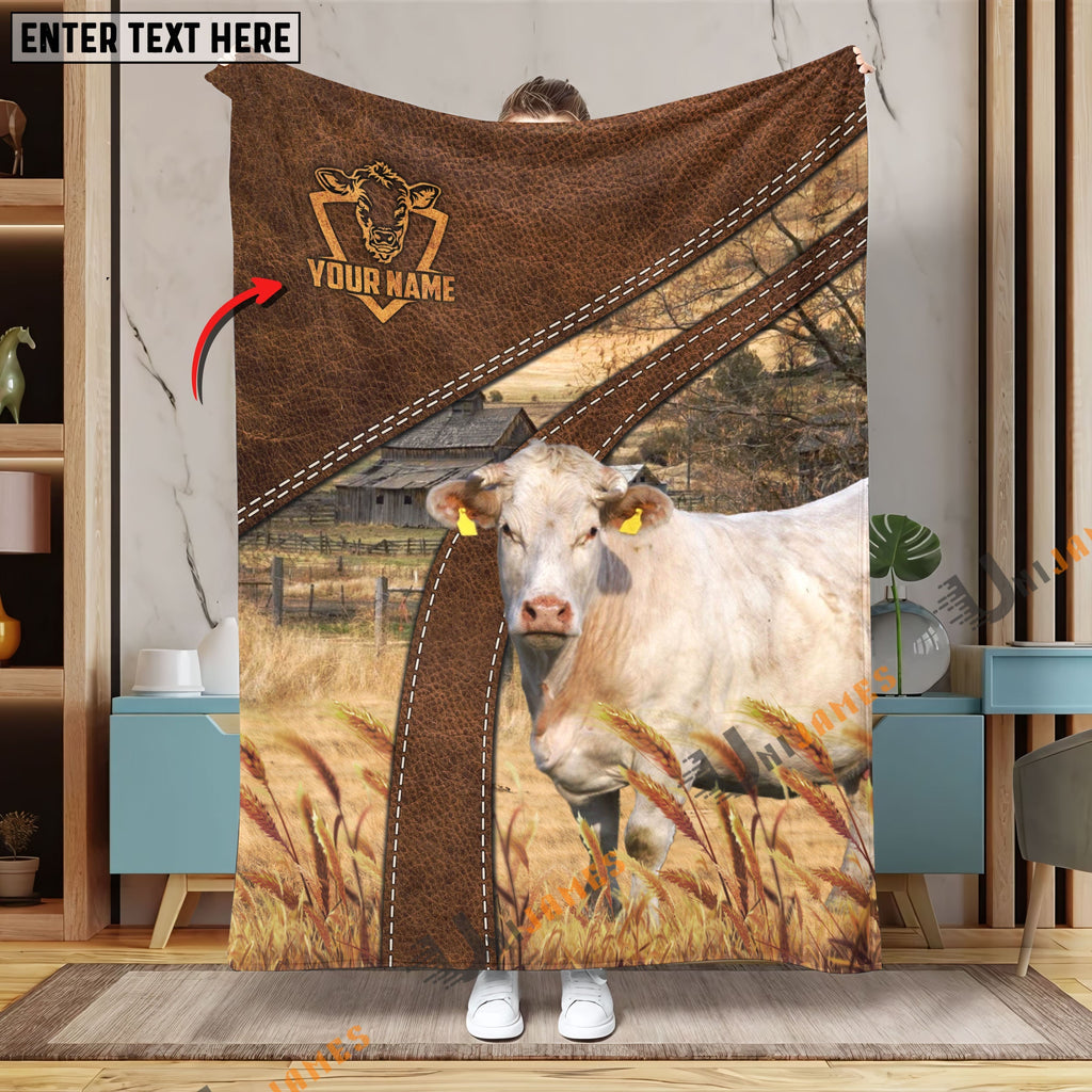 Personalized Name Charolais Brown Blanket