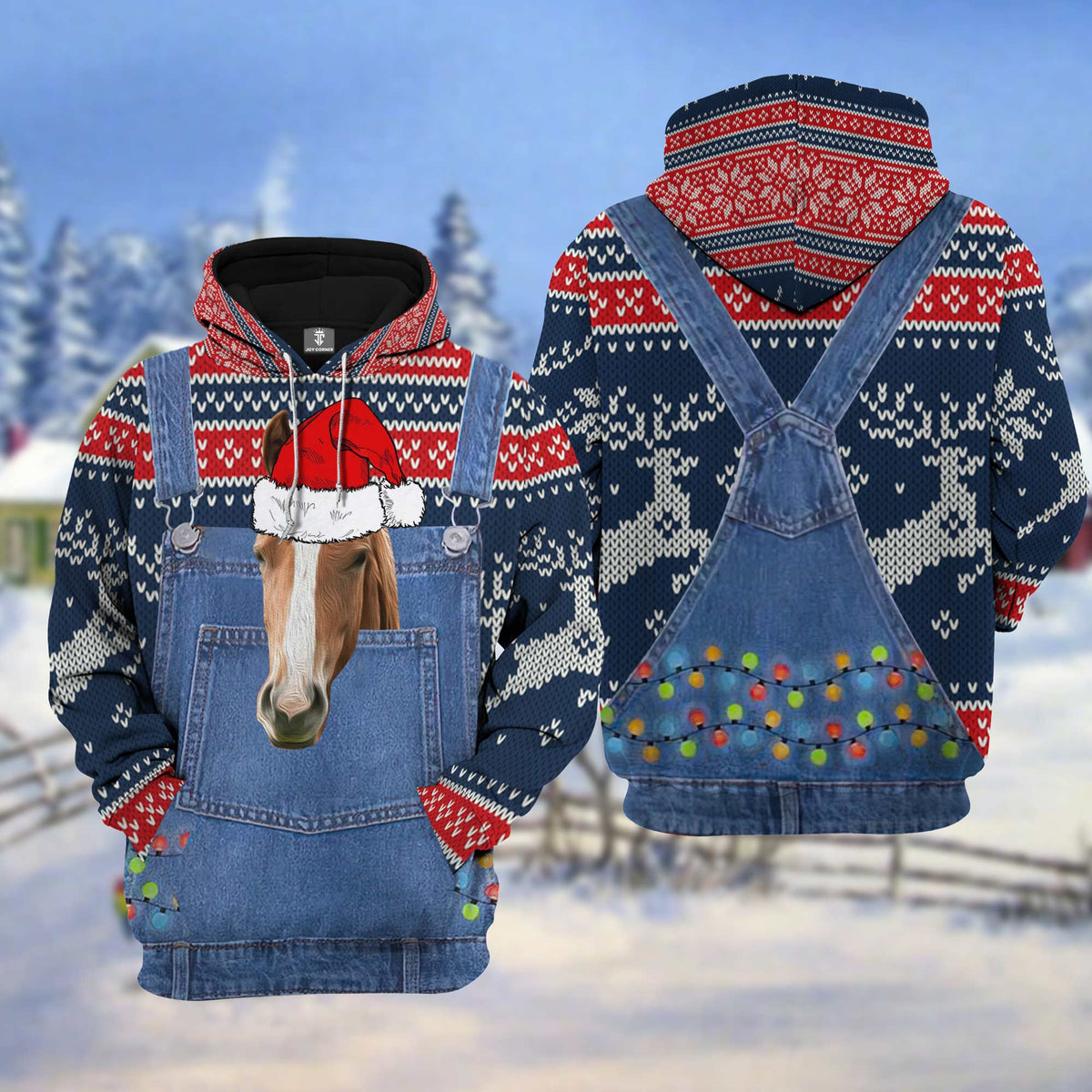 Horse Christmas Knitting Pattern 3D Hoodie