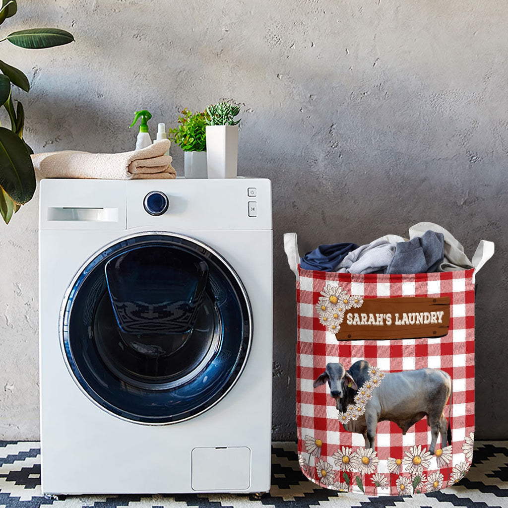 Personalized Brahman Daisy Flower Laundry Basket