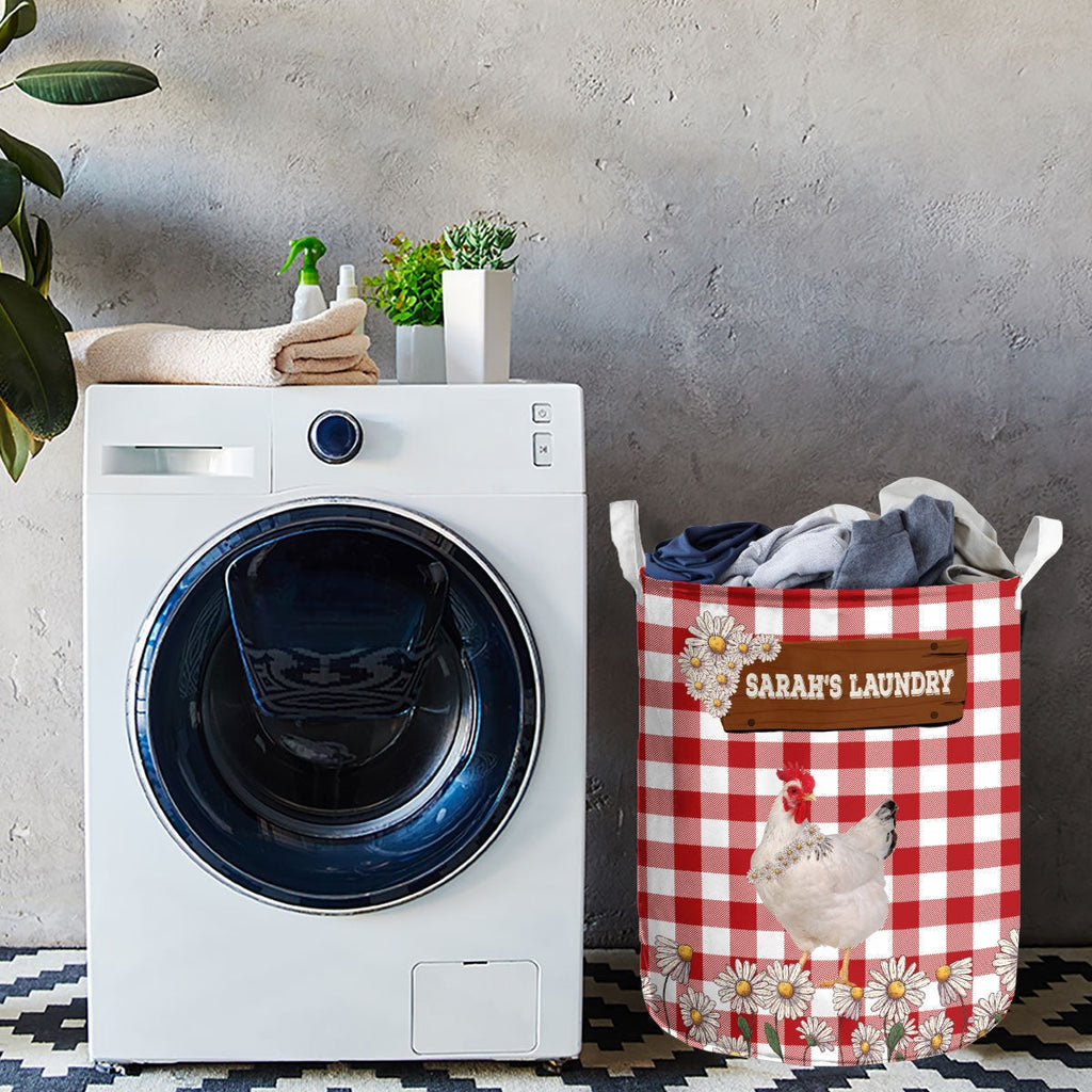 Personalized Chicken Daisy Flower Laundry Basket