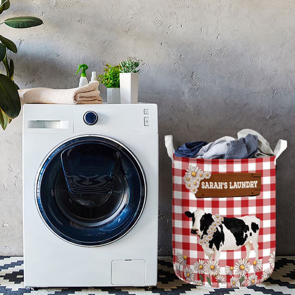 Personalized Holstein Daisy Flower Laundry Basket