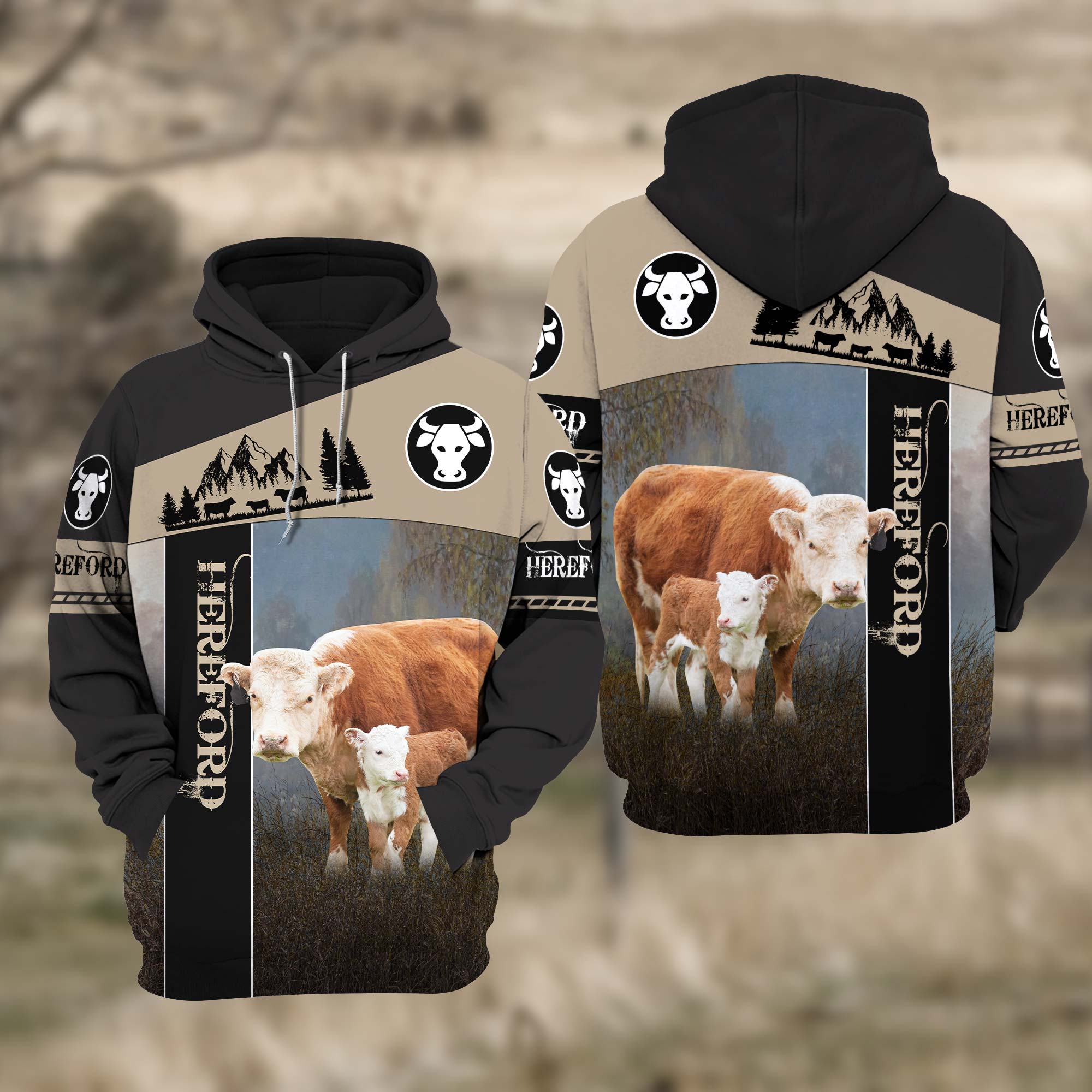 Hereford White Black Personalized 3D Hoodie
