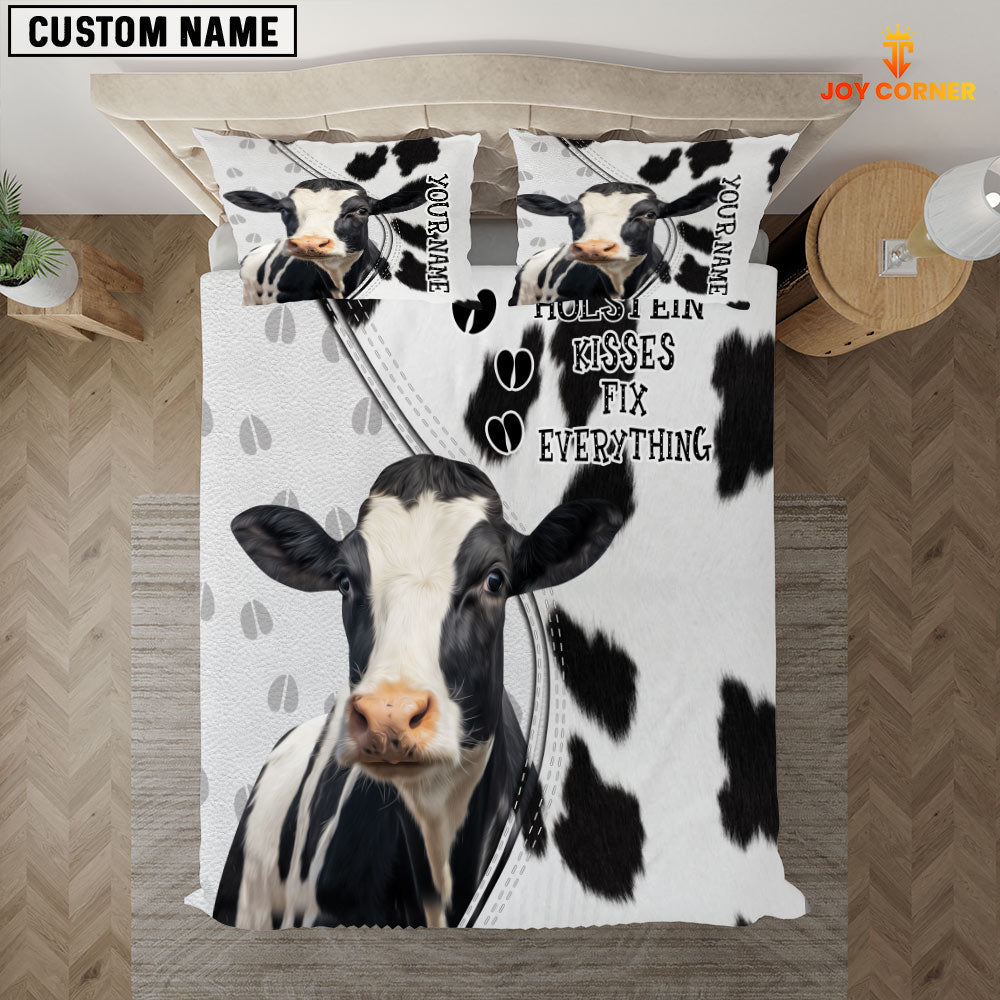Holstein Kisses Fix Everything Custom Name Bedding Set