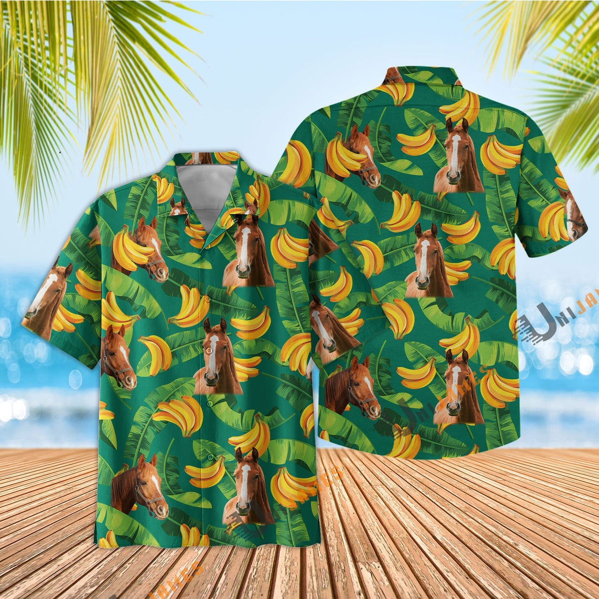 Horse Banana Green Summer Hawaiian Shirt