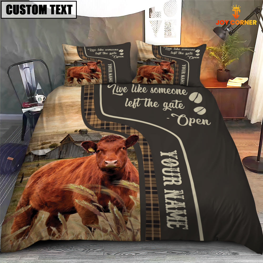 Red Angus Like Someone Left The Gate Open Customized Name 3D Bedding Set