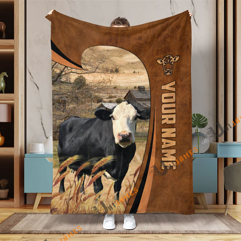 Personalized Name Black Baldy Premium Brown Pattern 3D Blanket