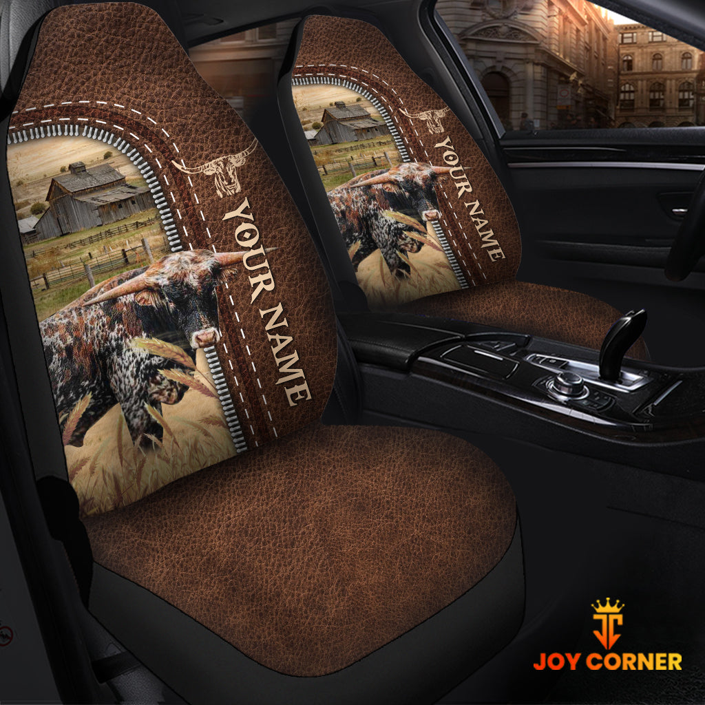 Cattle of Jenna Senyk Personalized Name Leather Pattern Car Seat Covers Universal Fit (2Pcs)