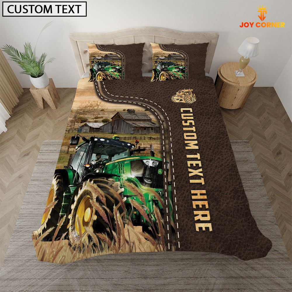 Tractor Custom Text Leather Pattern Bedding Set