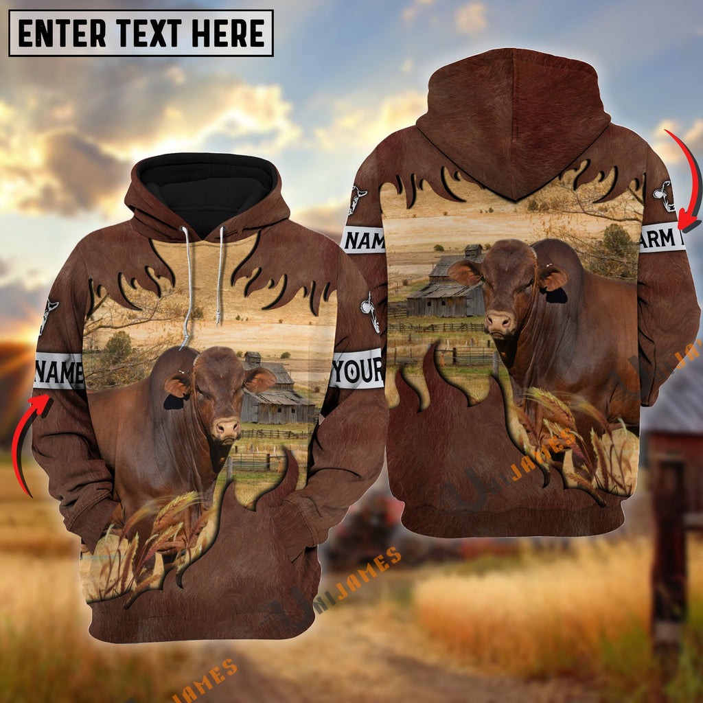 Beefmaster Brown Hair Pattern Personalized Name 3D Hoodie