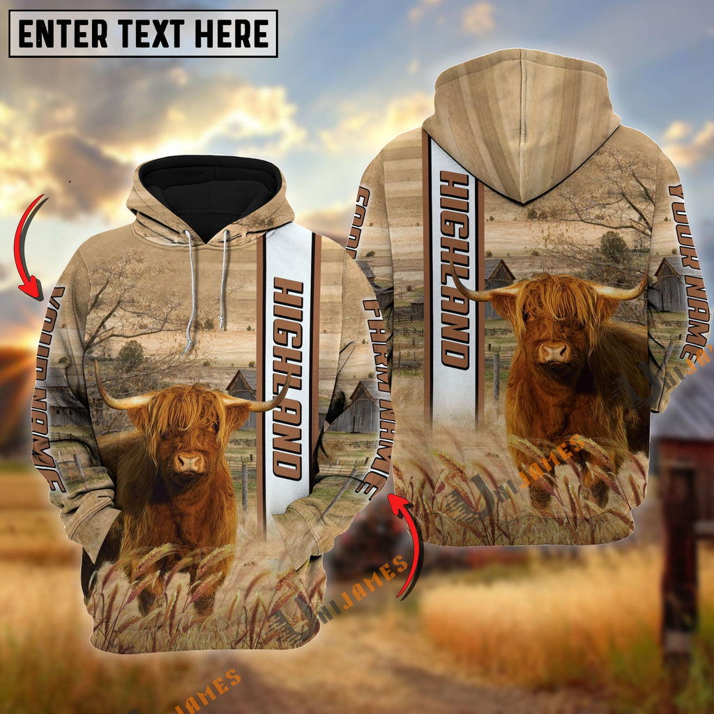 Highland Happy Farm Life Personalized Name, Farm Name 3D Hoodie