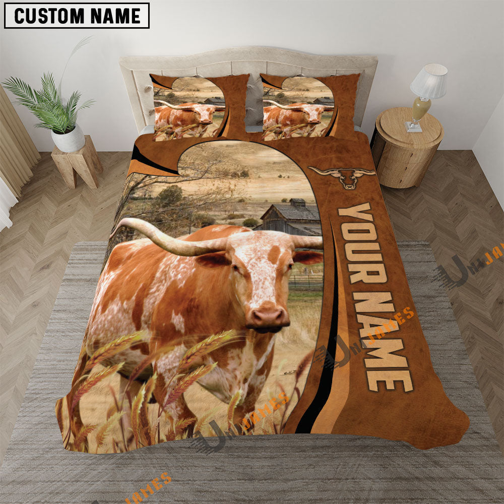 Texas Longhorn Premium Brown Pattern 3D Bedding Set