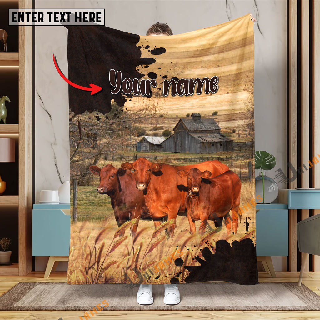 Personalized Name Diligent Red Angus Blanket
