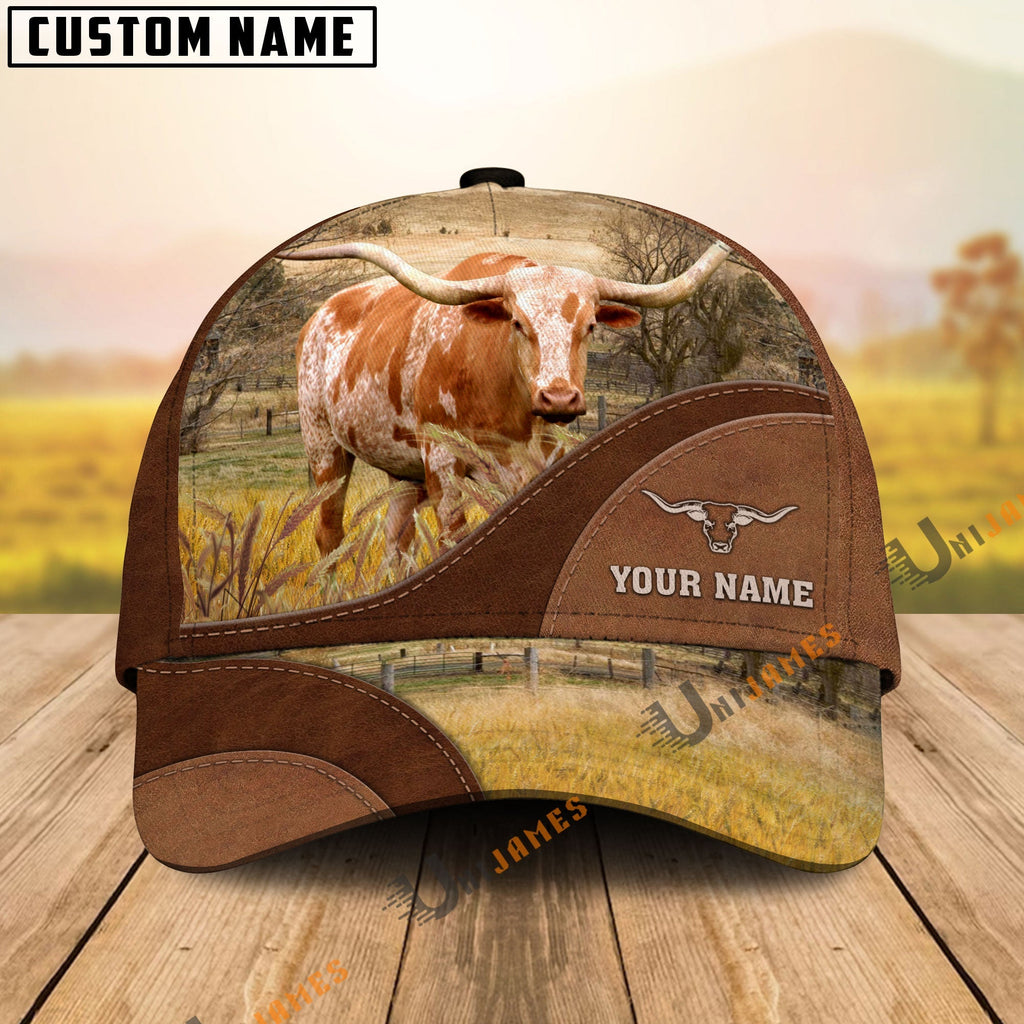 Texas Longhorn Farm Living Pattern Customized Name Cap