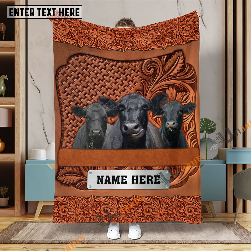 Black Angus Cattle Farming Life Personalized Name Blanket