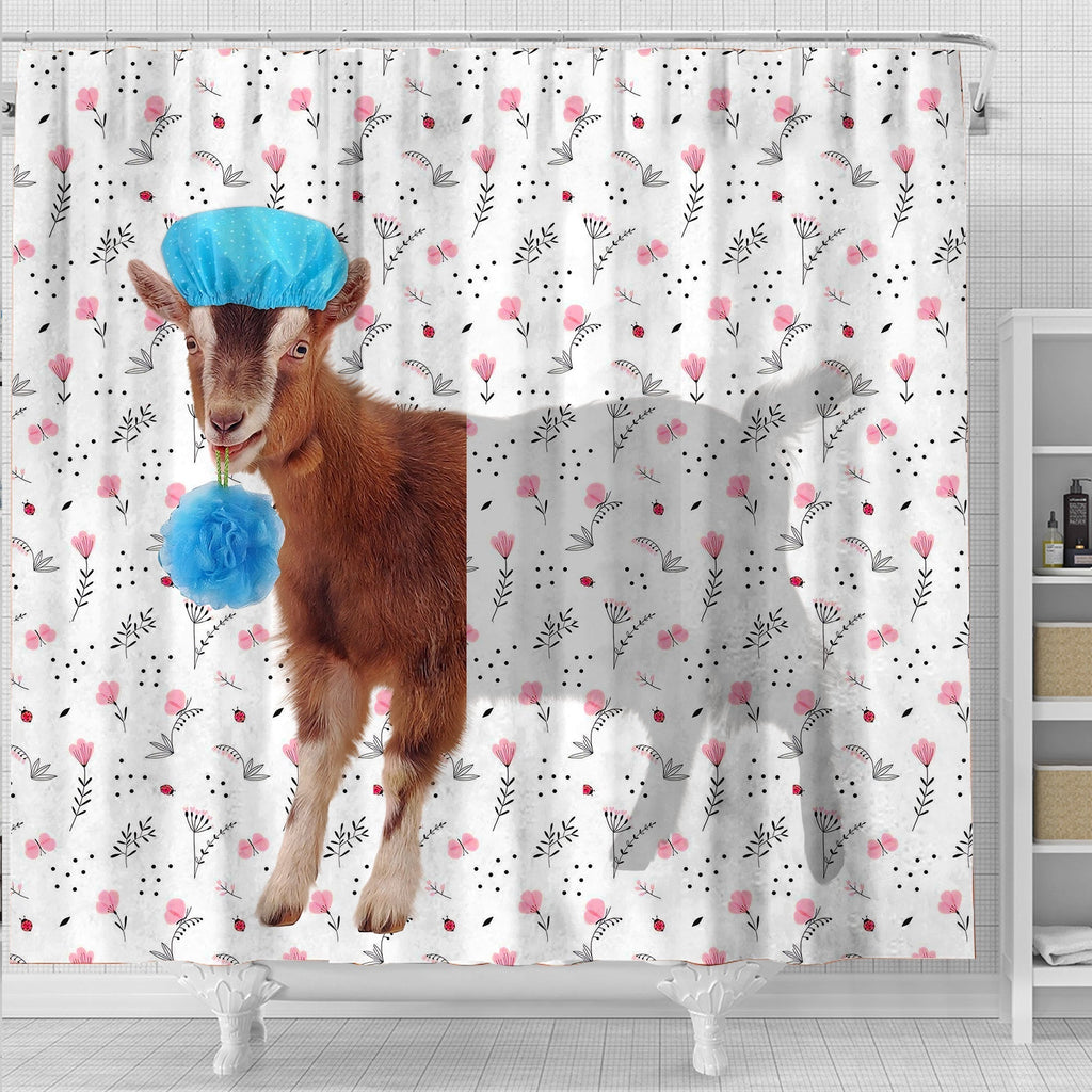 Goat Flower 3D Shower Curtain