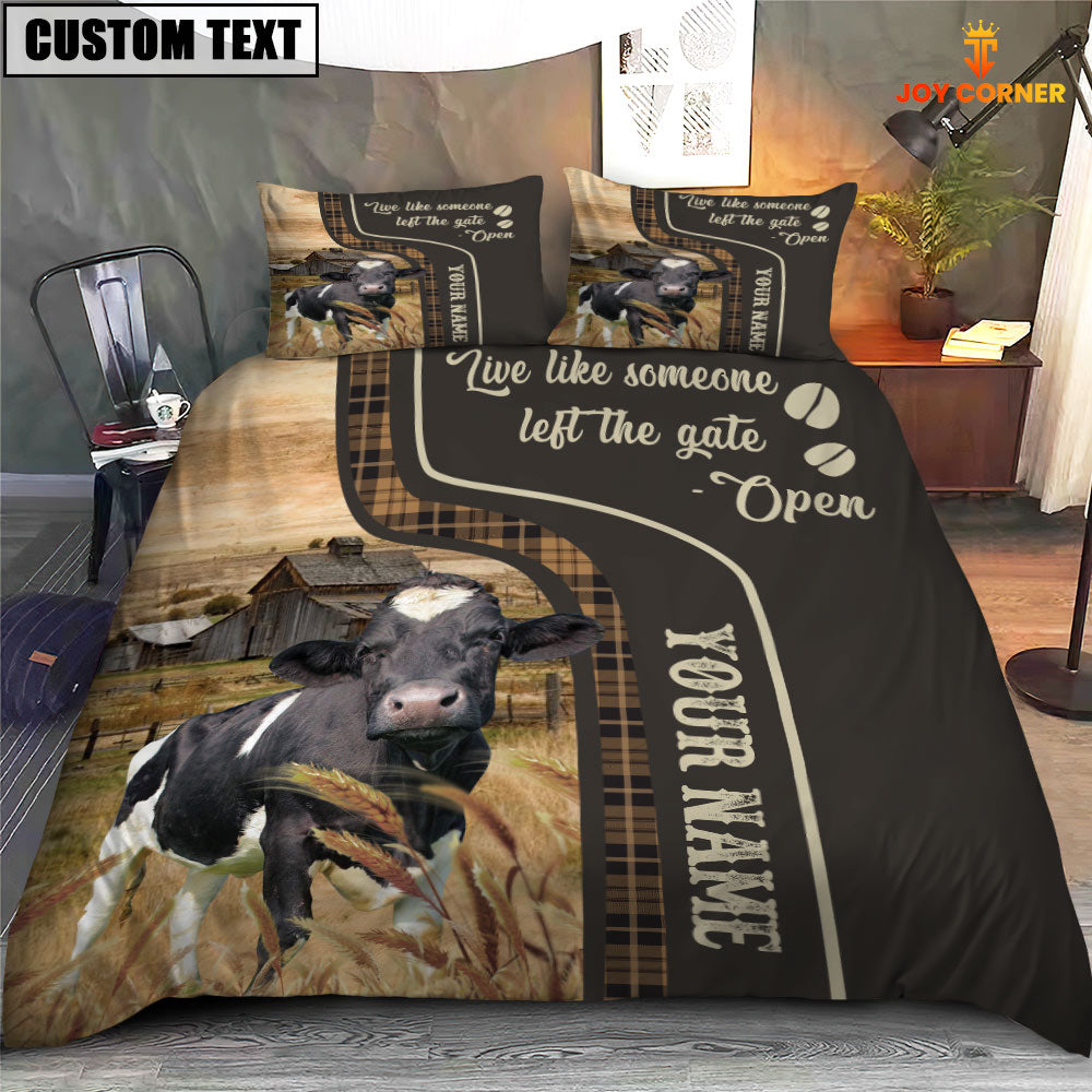 Holstein Like Someone Left The Gate Open Customized Name 3D Bedding Set