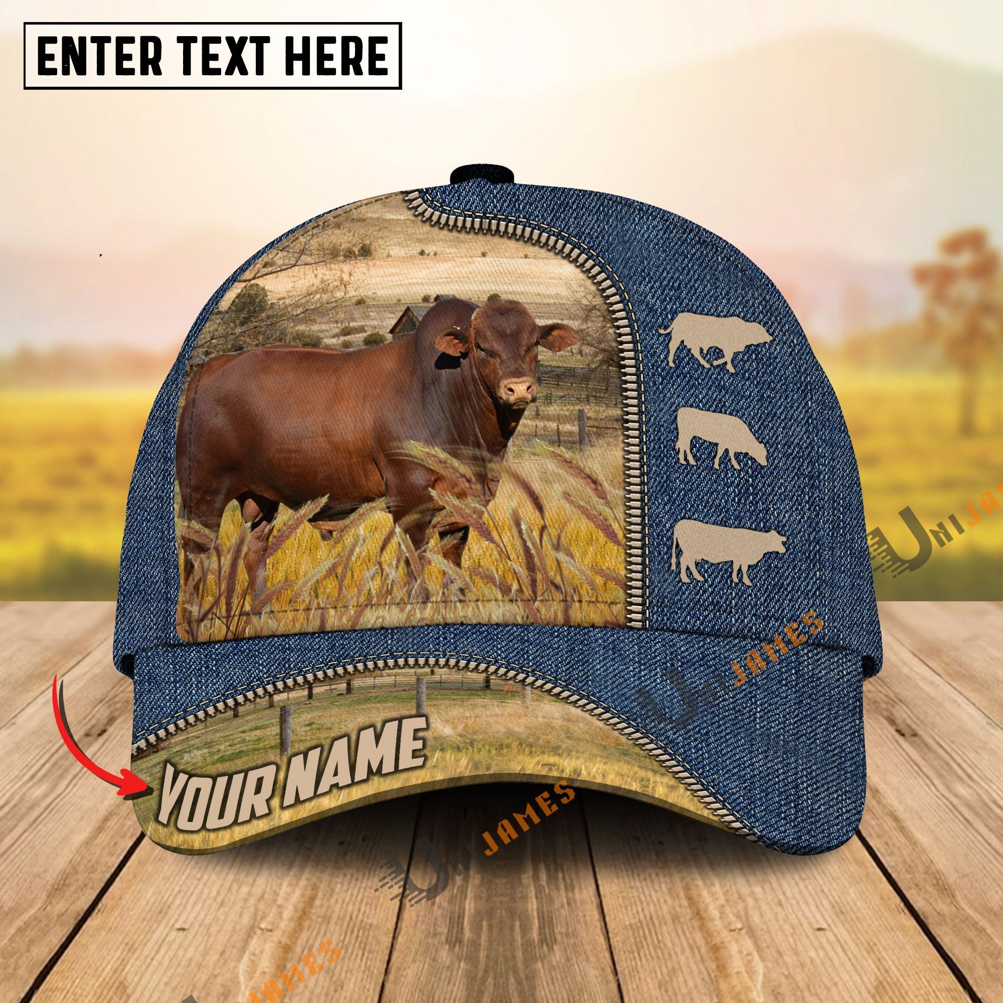 Beefmaster Farm Jeans Pattern Customized Name Cap