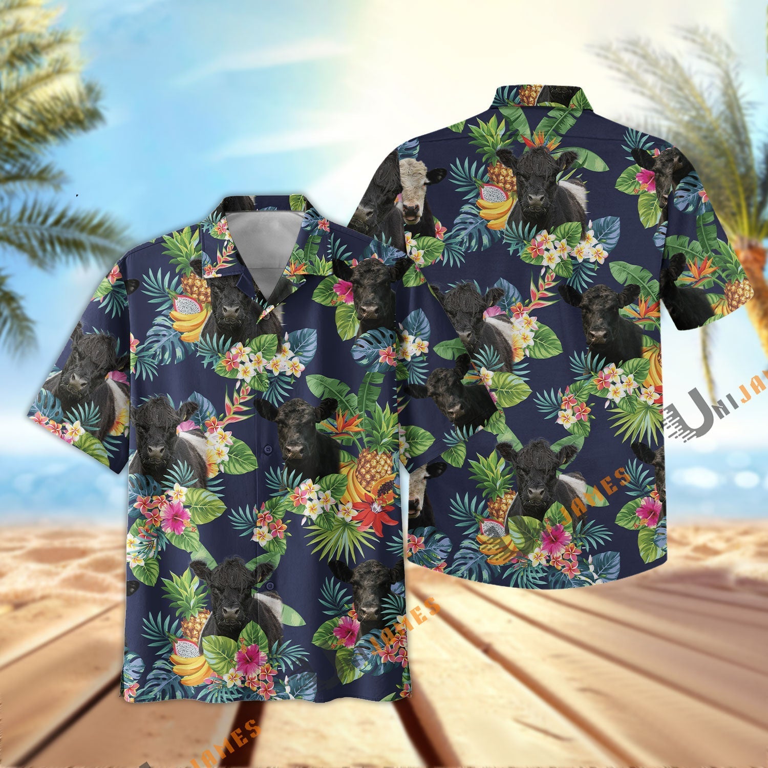 Belted Galloway Fruit Summer Hawaiian Shirt
