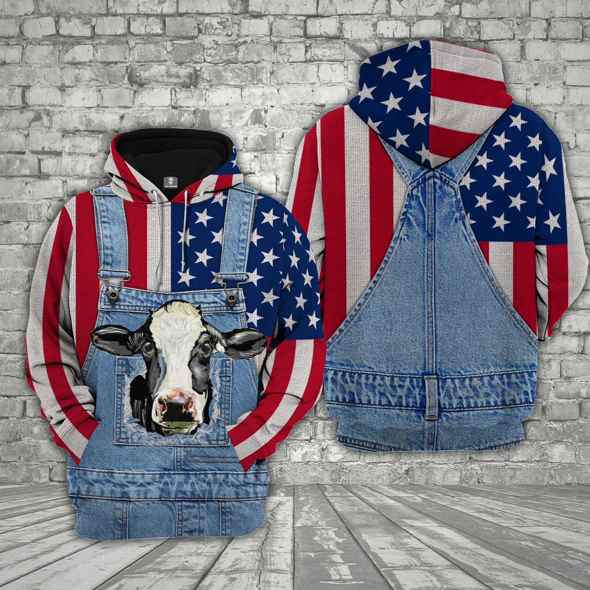 Holstein Cattle US Flag Farm Personalized 3D Hoodie