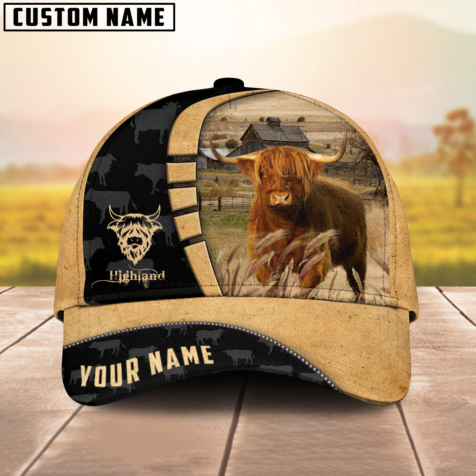 Custom Name Highland Cattle 3D Cap