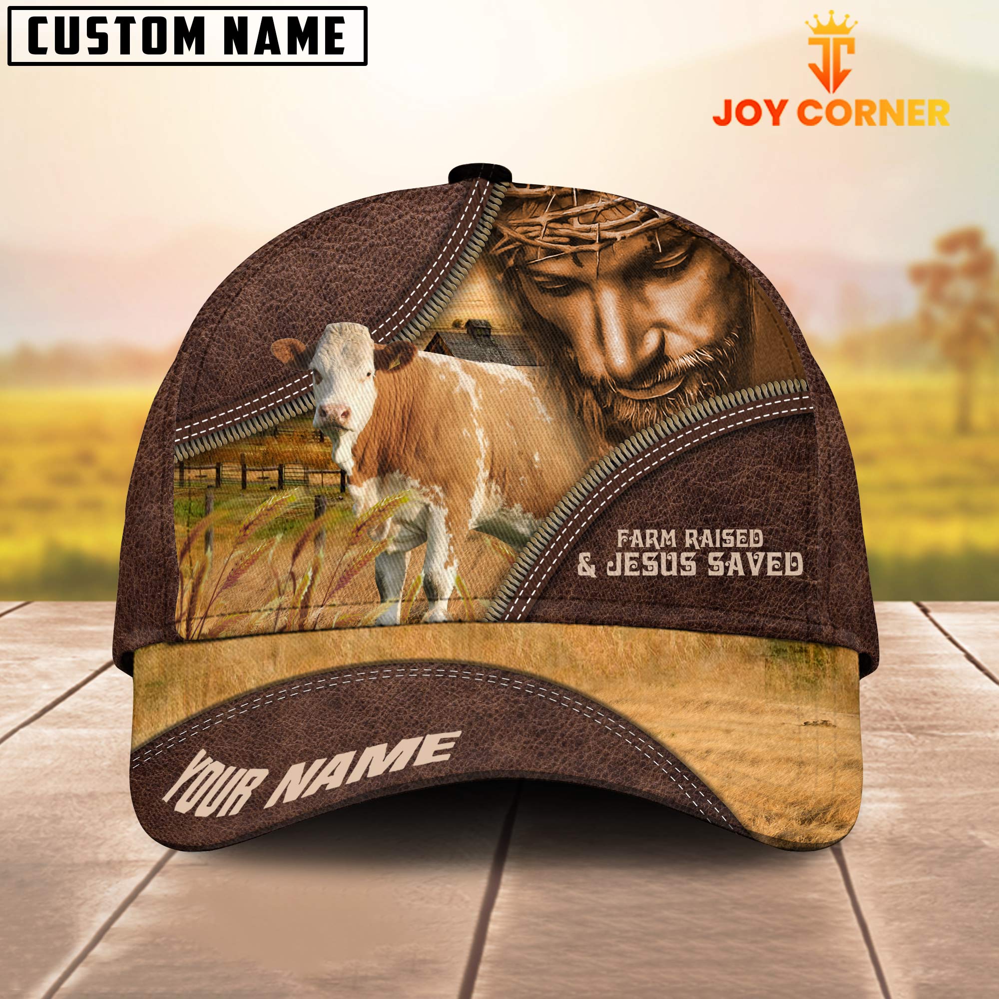 Simmental Farm & Jesus Customized Name Cap