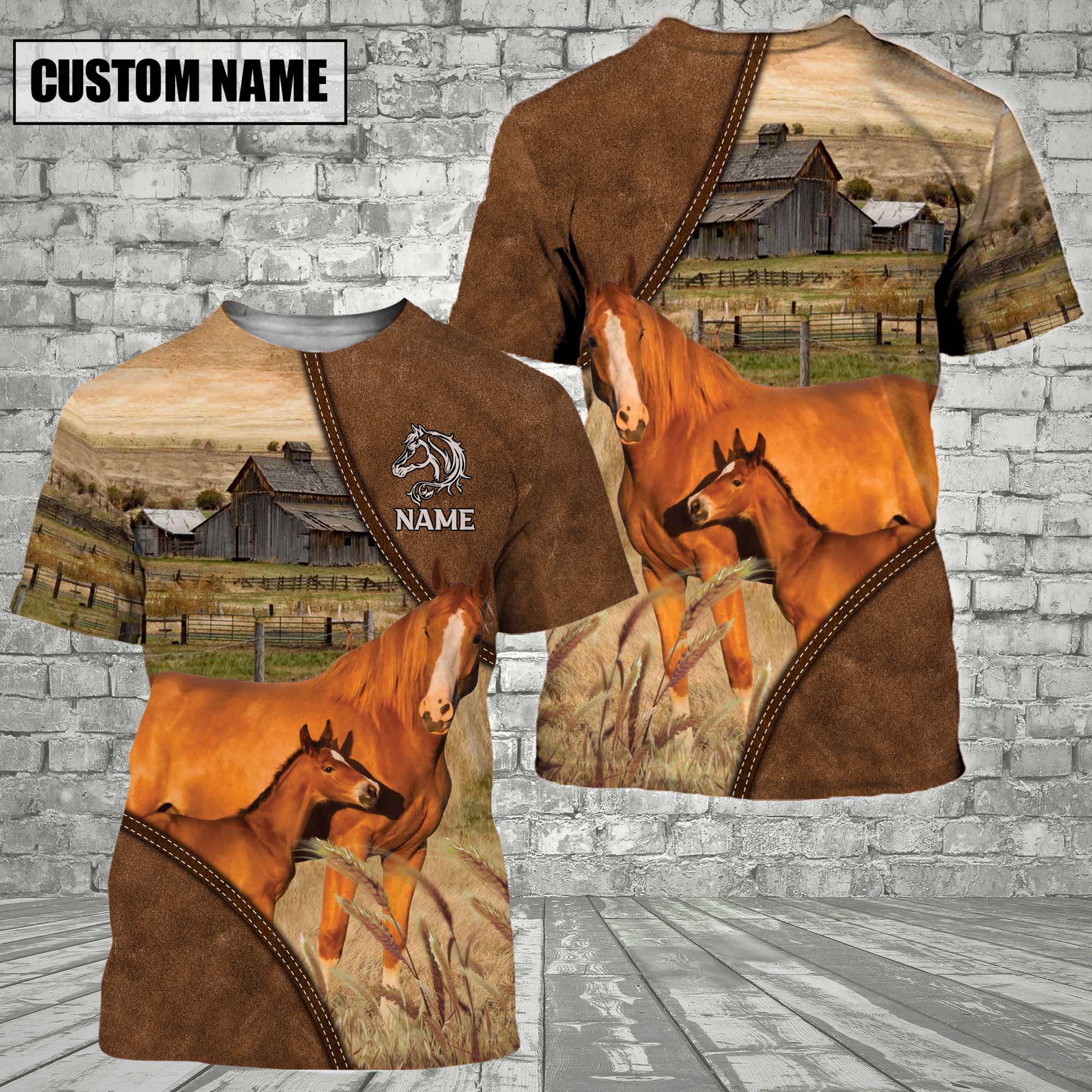 Horse Barn Farm Customized Name 3D T-Shirt