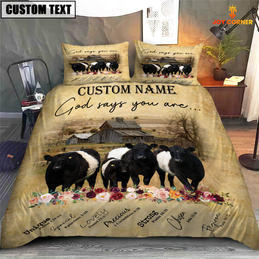 Belted Galloway God Says You Are Custom Name Bedding Set