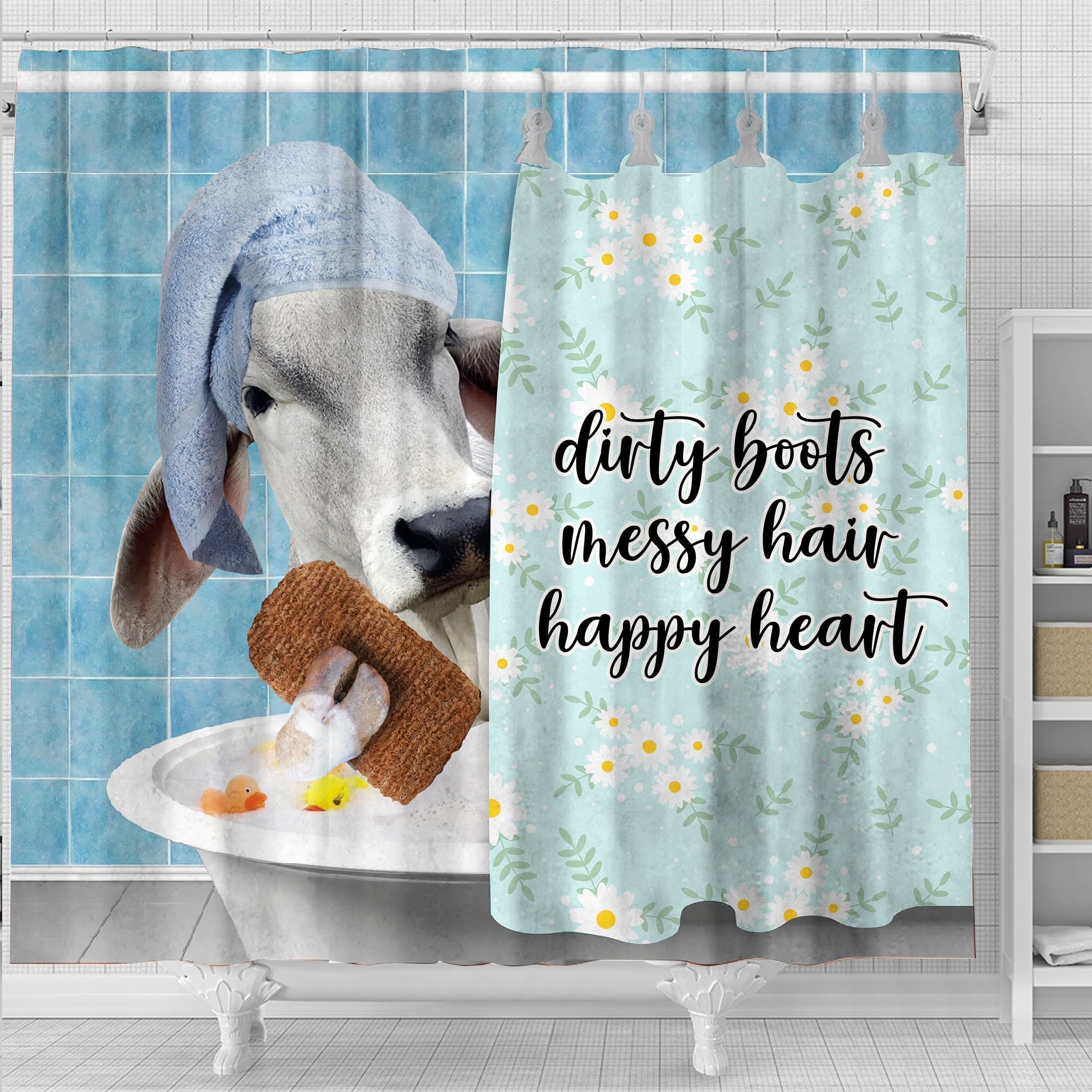 Brahman Dirty Boots, Messy Hair, Happy Heart  3D Shower Curtain